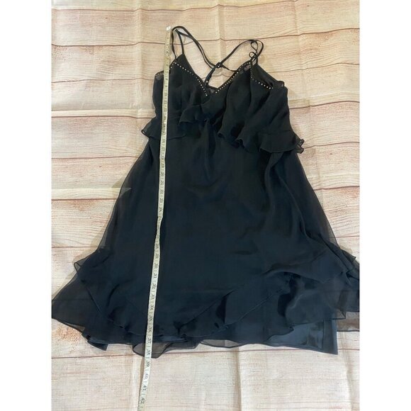 Victoria Secret Women's Black Chiffon Ruffle Slip Dress W/Attached Slip - XL - Picture 5 of 12